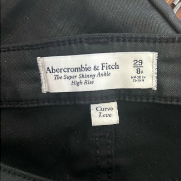 Abercrombie the super skinny ankle high rise curve love black coated jean size 8 - Picture 2 of 8